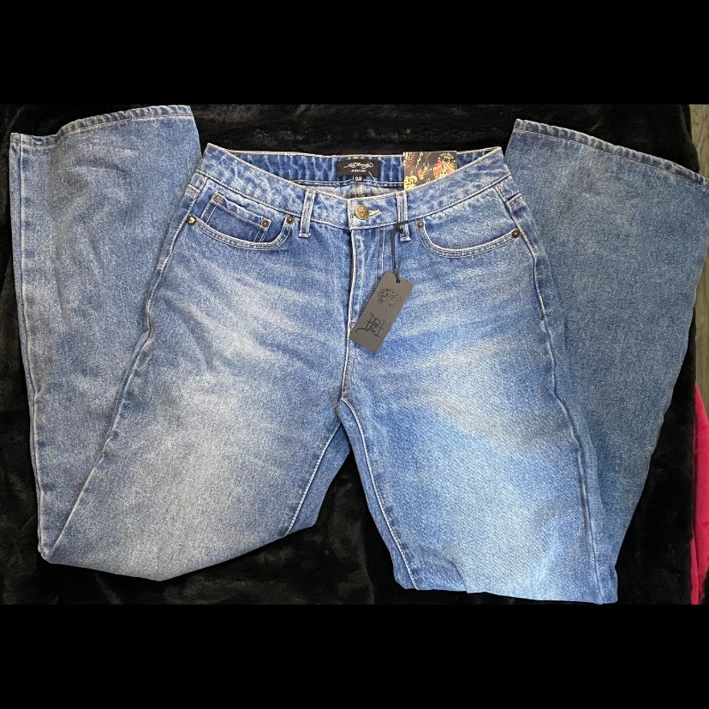Brand new ed Hardy baggy denim pants size 28 Color Light Wash